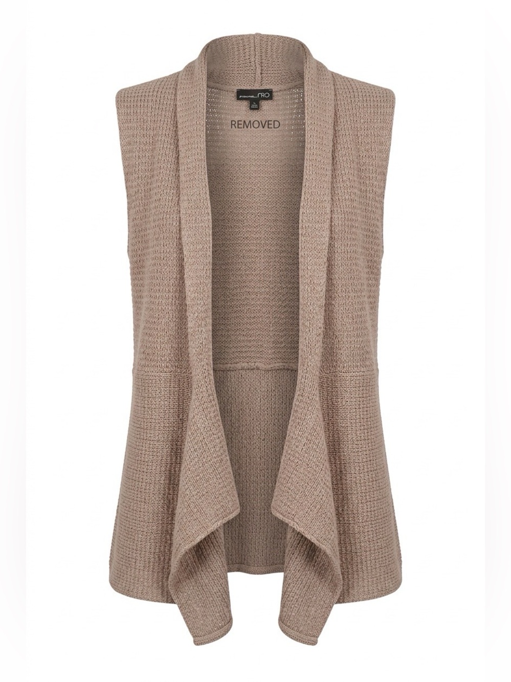 Taupe Open-Front Drape Knit Vest